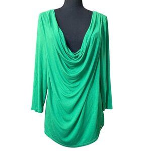 Michael Kors draped neck 3/4 sleeve stretch blouse flattering holiday XL